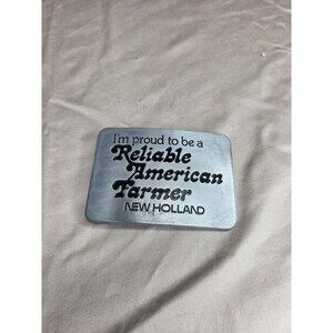 Vintage New Holland Reliable American Farmer 1982 Belt Buckle - Silver